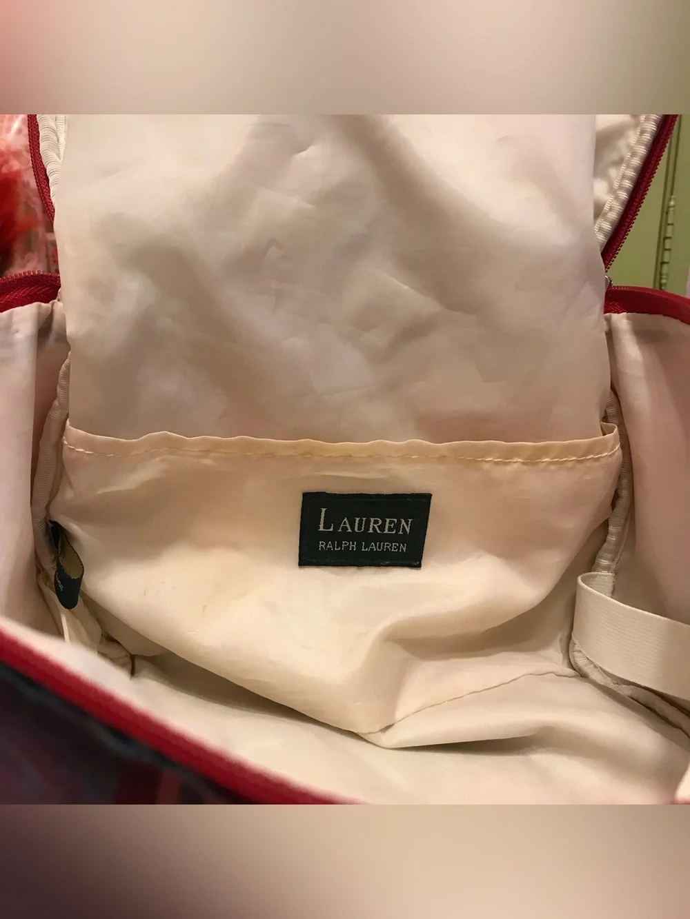 Vintage Lauren Ralph Lauren red and blue plaid toiletry bag